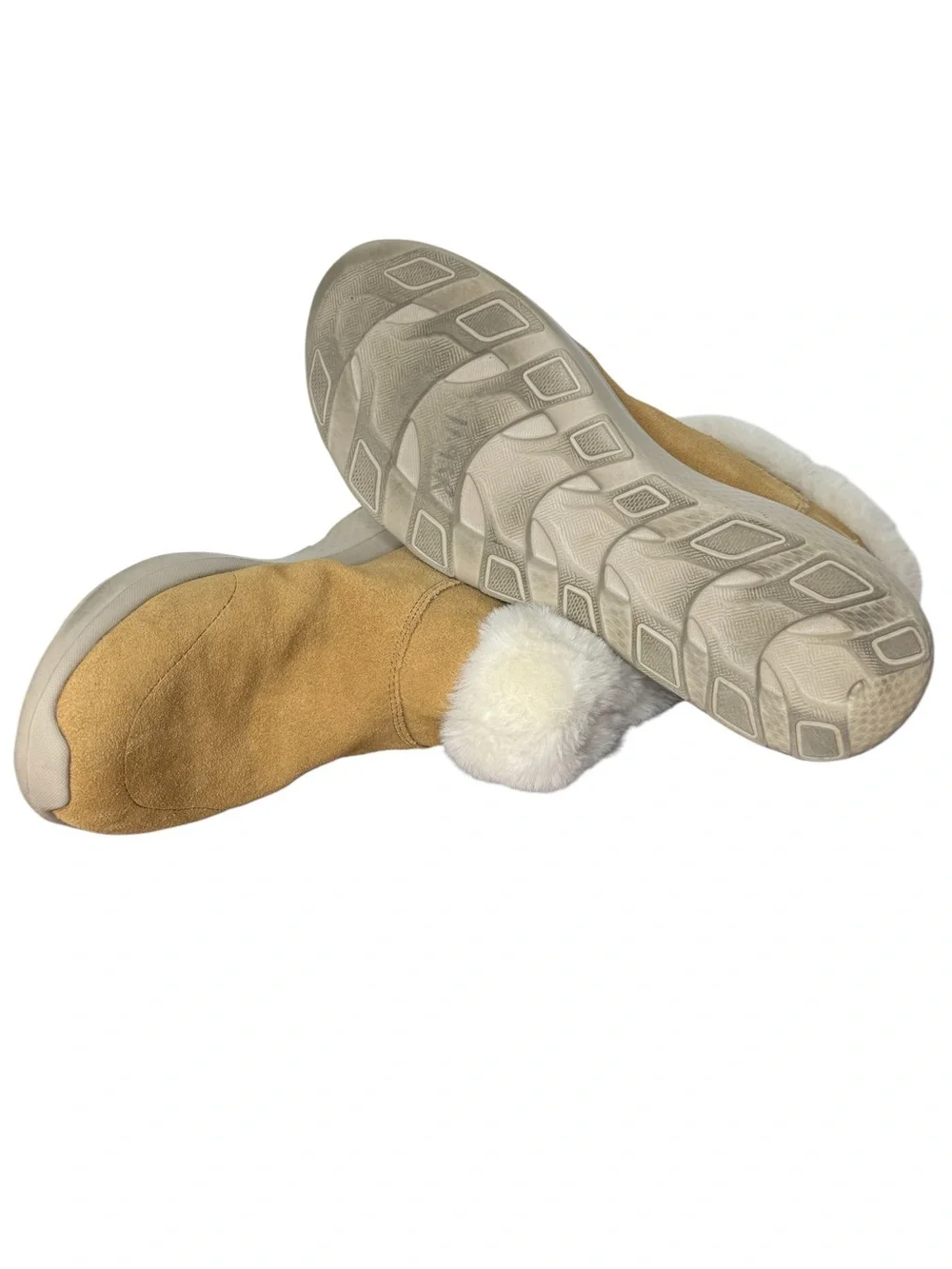 Skechers On-the-GO Joy-Bundle Up Boot GoGa Mat Insole Women’s Tan Suede Slip GUC